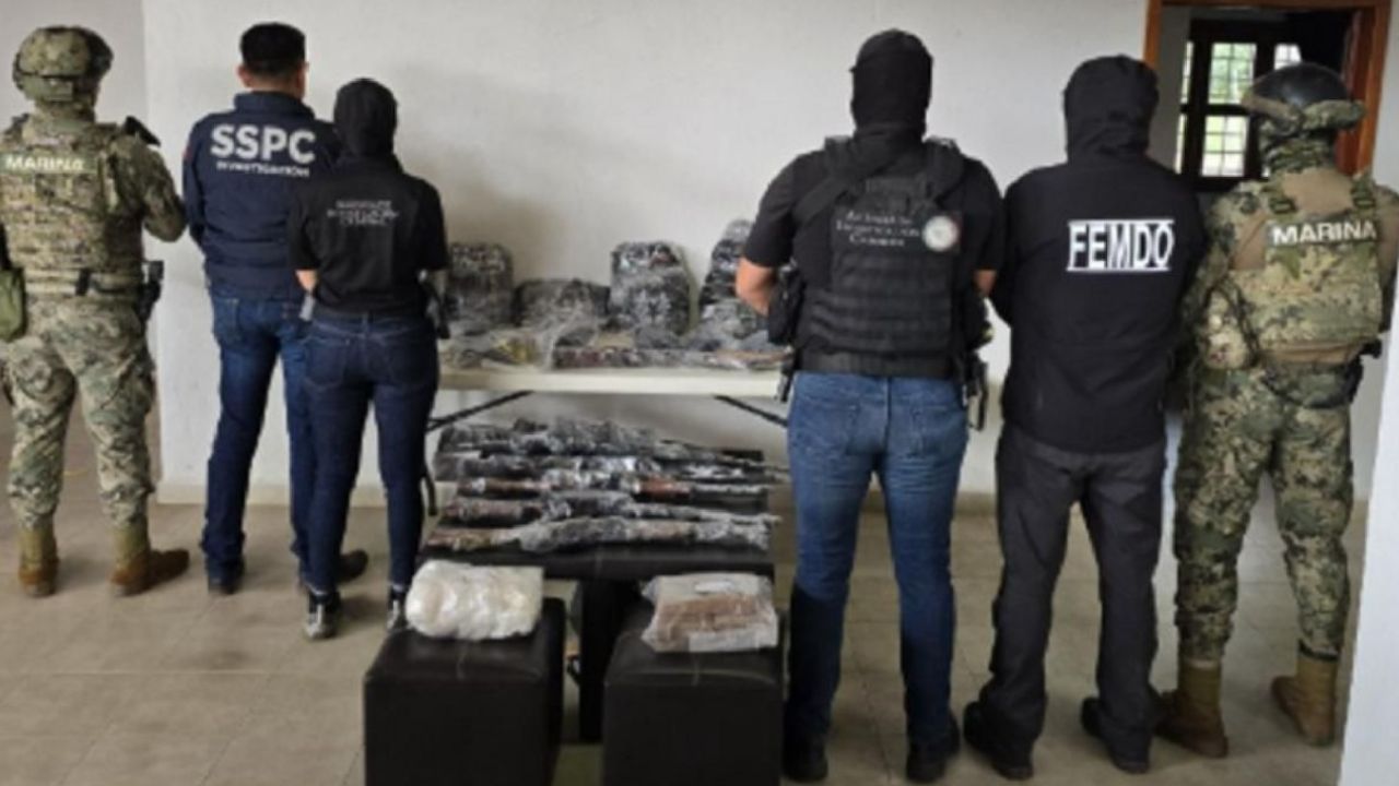 Resultado de la coordinación del Gabinete de Seguridad, se realizaron dos cateos en Chiapas donde se aseguraron armas, municiones y aparente droga